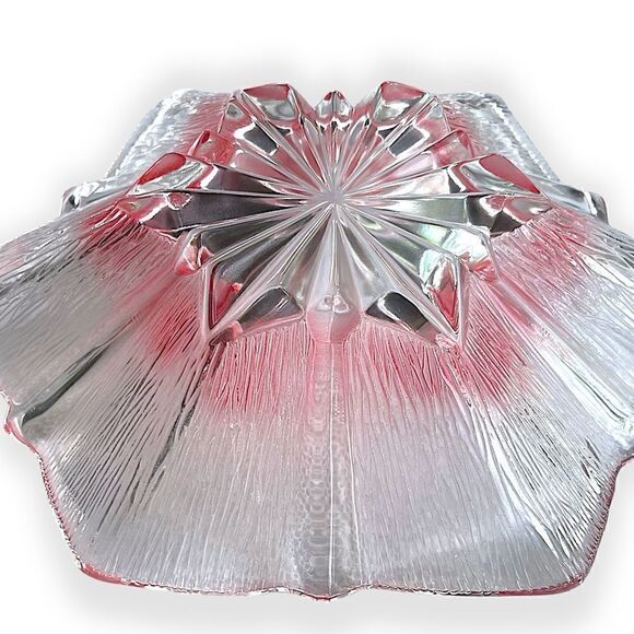 Vintage Textured Clear Red Ombré Hexagram Beveled Starburst Center Decor Dish - Picture 13 of 15